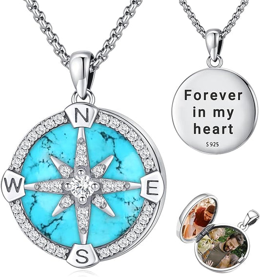 Picture Locket Necklace for Women Men Rose 14K Real Gold 925 Sterling Silver Jewelry Heart Locket Necklace that Holds Pictures Tree of Life Viking Wolf Celtic Knot St Christopher St Michael Pendant