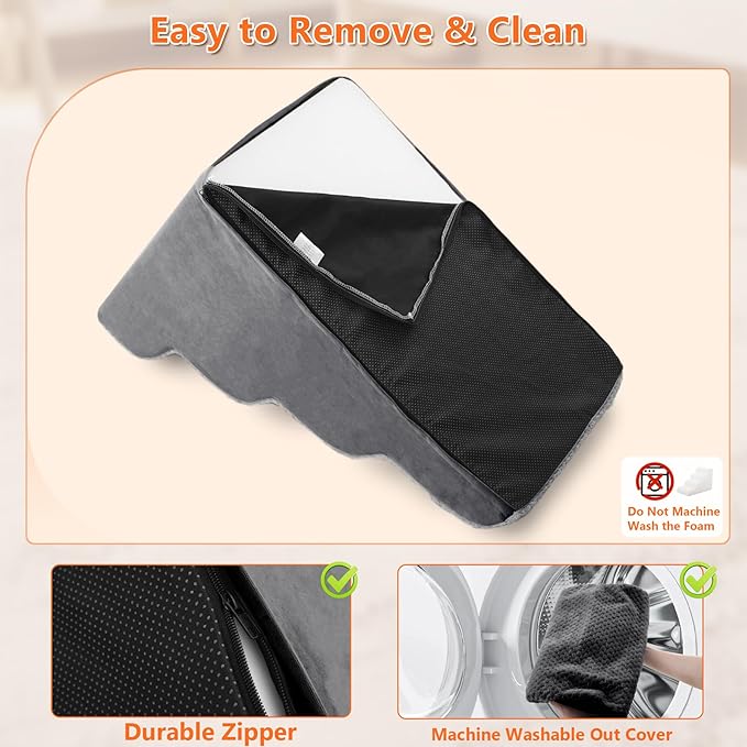 MIHIKK Dog Stairs Ramp, Curved 4-Step Dog Steps for Small Dogs and Cats, Pet Stairs for High Beds and Couch with Anti-Slip Washable Cover and Durable High Density Foam, Dark Grey