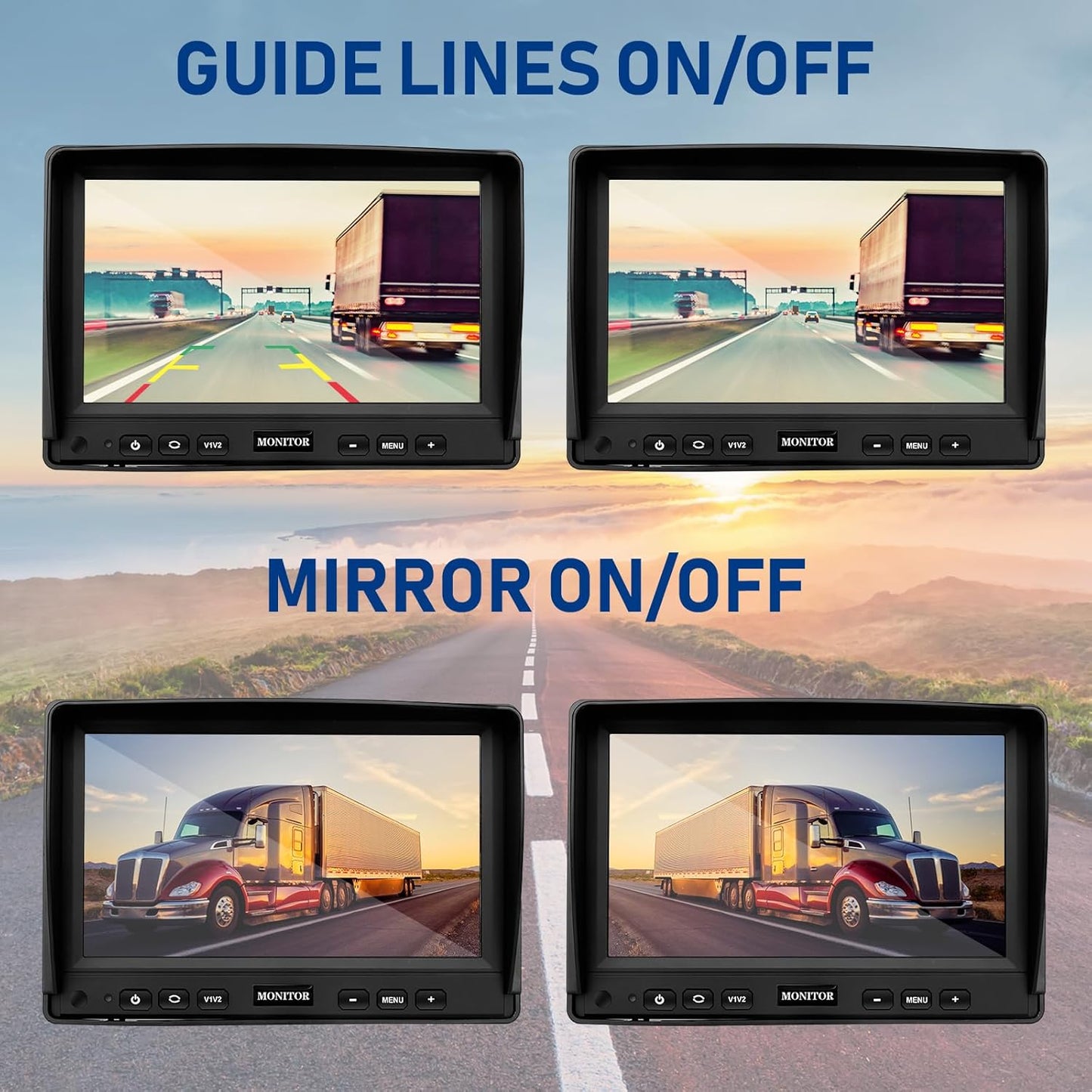 Backup Camera for Truck RV,Back up Camera with Screen Kit HD 1080P 7inch Reverse Monitor,Rear View Cameras for Trailer, Bus/Tractor/Vehicle with 170 Degree,IP69K Waterproof,IR Night Vision.