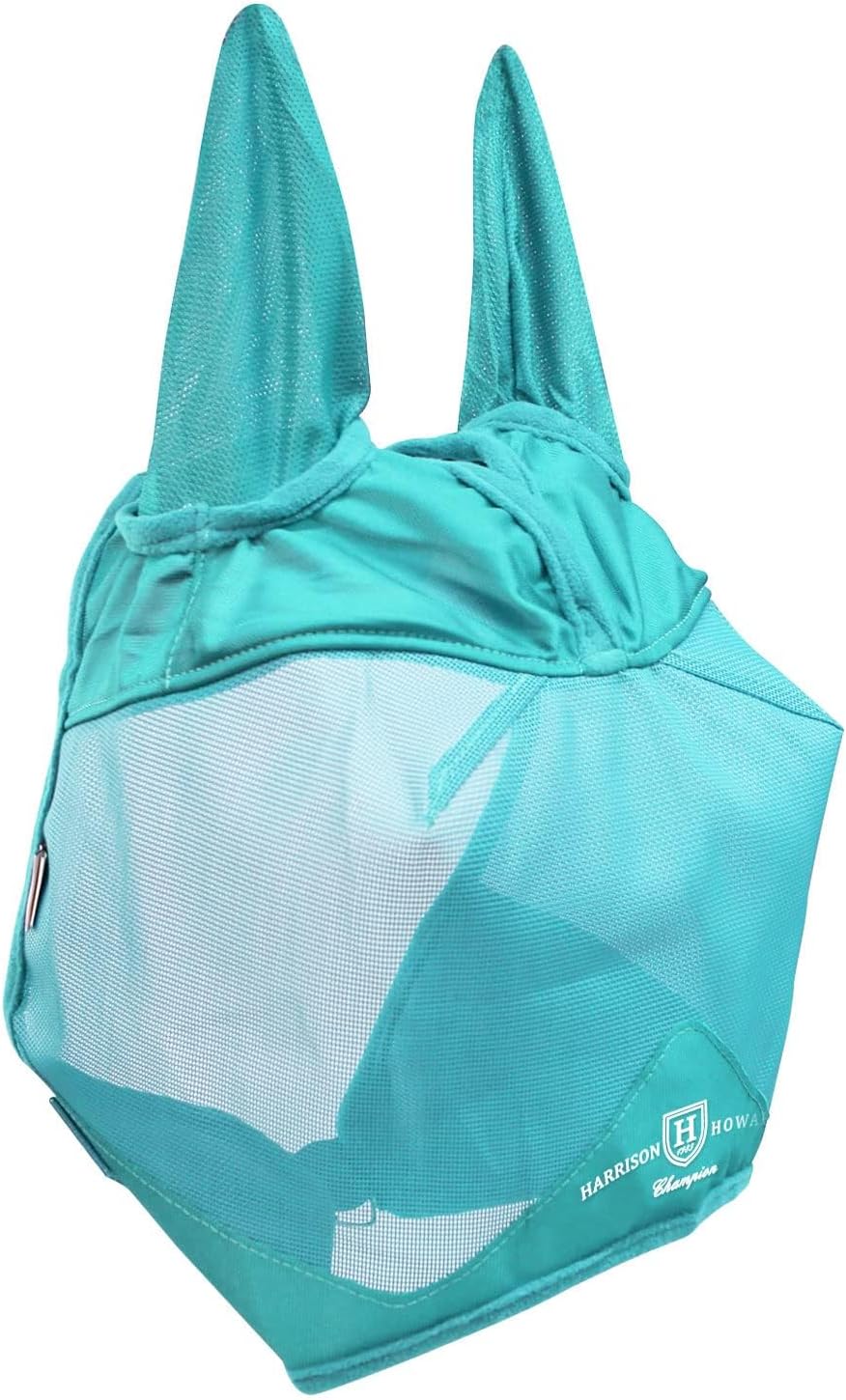 Harrison Howard UV-proof Multi-Function Fabrics Thick Fleece Padding Horse Fly Mask Half Face with Ears Mint Arabian Medium