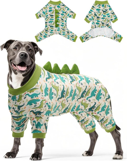 CuteBone Dinosaur Costume Dog Pajamas, Stretchy Spandex Crystal Velvet Sleepwear Coat for Small Dogs, Soft & Warm Pet Outfit Clothes for Cold Weather, Cozy Pullover Design COSP05-4XL