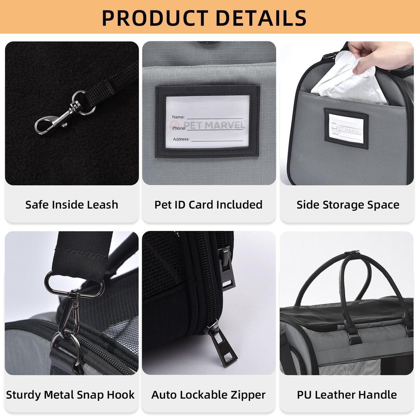 PET MARVEL Cat Carrier Soft Sided for Small Medium Cats Puppy up to 15 Lbs, Airline Approved Mesh Pet Travel Bag, Breathable Bite-Resistant Fabric with Removable Washable Mat