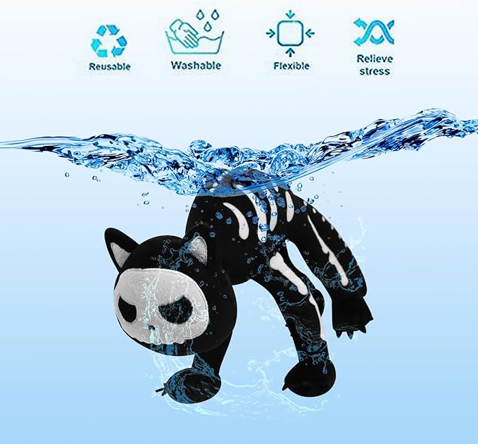 Halloween Black Cat Plush, Skeleton Stuffed Animal Pillow, Cute Plushie Doll Toy Gift for Fans, Boys and Girls Birthday Gifts