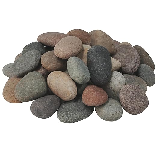 Large River Rocks for Landscaping 20lbs, 3-4 Inch Natural Unpolished Bulk Pebbles, Hand-Picked Premium Stones for Garden Design Fish Tank, Flower Pots, Pathways and Backyard, Mixed Color