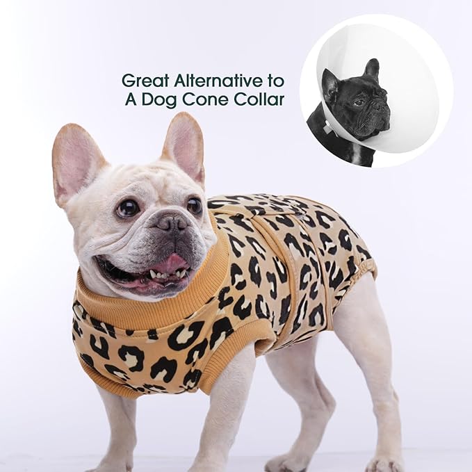 Kuoser Dog Recovery Suit for Dogs After Surgery,Professional Surgical Onesie for Female Male Dogs Spay Neuter,Soft Dog Surgery Suit Bodysuit for Abdominal Wounds Skin Disease,Coffee Leopard 2XL