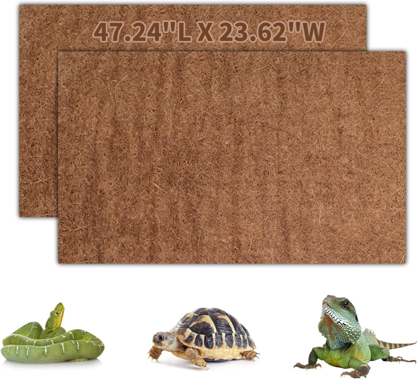 Hamiledyi Reptile Carpet Natural Coconut Fiber Tortoise Carpet Mats for Pet Terrarium Liner Reptile Supplies for Lizard Snake Chameleon Turtle Bedding Bunny Rabbit Mat (2 x Sheets)