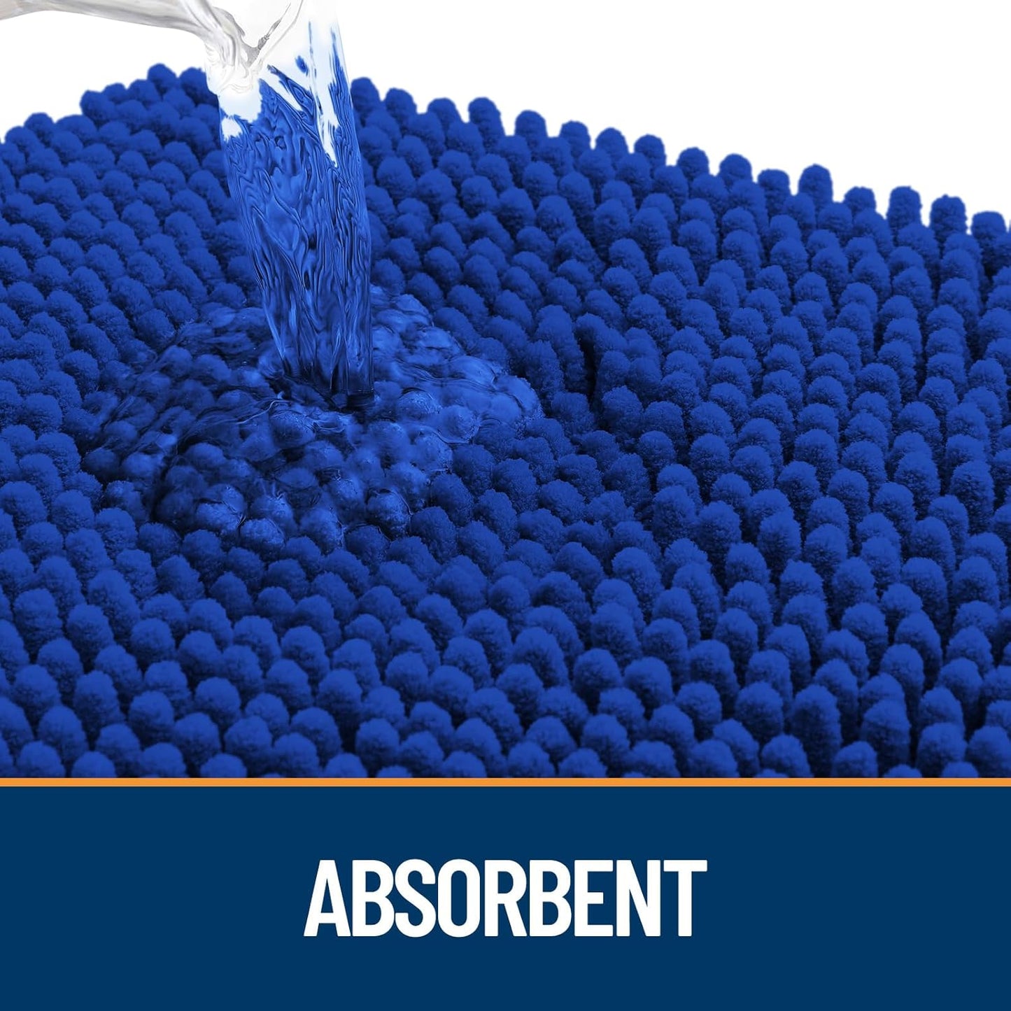 OLANLY Dog Door Mat for Muddy Paws 47x17, Absorbs Moisture and Dirt, Absorbent Non-Slip Washable Doormat, Quick Dry Chenille Mud Mat for Dogs, Entry Indoor Entryway Carpet for Inside Floor, Royal Blue