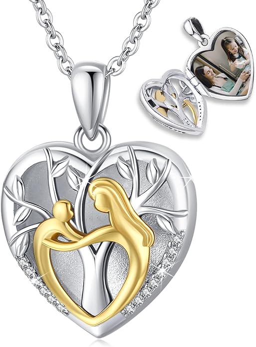 Picture Locket Necklace for Women Men Rose 14K Real Gold 925 Sterling Silver Jewelry Heart Locket Necklace that Holds Pictures Tree of Life Viking Wolf Celtic Knot St Christopher St Michael Pendant