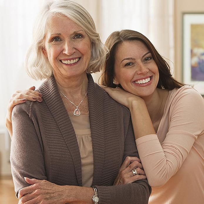 EUDORA Sterling Silver Mother Daughter Necklace for Women, Mama Son Daughter Necklace Pendant for Mom and Daughter,Mom Jewelry from Daughter Mother's Day Gift for Mother Daughter Aunt Grandma