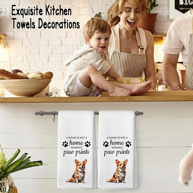 Corgi Dog Gifts Kitchen Bathroom Decor Towels 16″×24″,Dog Lovers Gifts for Girls Mom Women,Corgi Gifts for The Owners,A House is Not A Home Without Paw Prints Bathroom Kitchen Dish Hand Towels