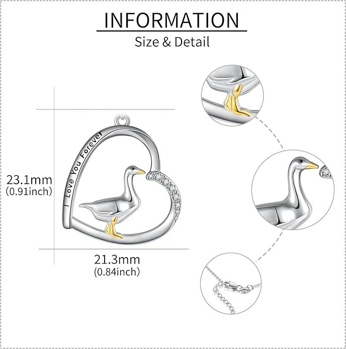 MONGAS Penguins/Guinea Pig/Pig/Fox/Corgi/Frog/Bunny/Koala8/Cow/French Bulldog Necklaces Penguin Gifts 925 Sterling Silver Hugging Penguins Cute Animal Jewelry for Women Sister