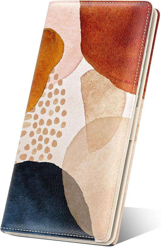 Nipichsha Womens Wallet, RFID Slim Wallets for Women, Thin Ladies Credit Card Holder Purse, Cute Leather Bifold Clutch Billfold with 11 Card Slots & ID Window, Simple Abstract Art