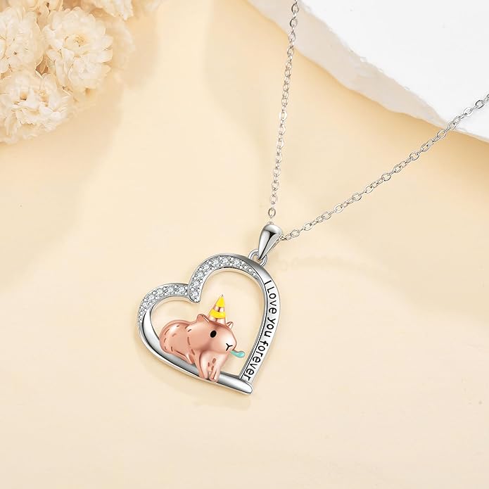 Capybara/Squirrel/Chihuahua Necklace Sterling Silver Chihuahua Squirrel Jewelry Capybara Gifts for Women