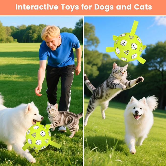 Dog Toys, Durable Dog Soccer Ball with Straps, Interactive Dog Toys, Water Fetch Ball for Tug of War, Puppy Toys for Indoor/Outdoor – Fun Dog Birthday Gift for Small & Medium Dogs, 6 Inch