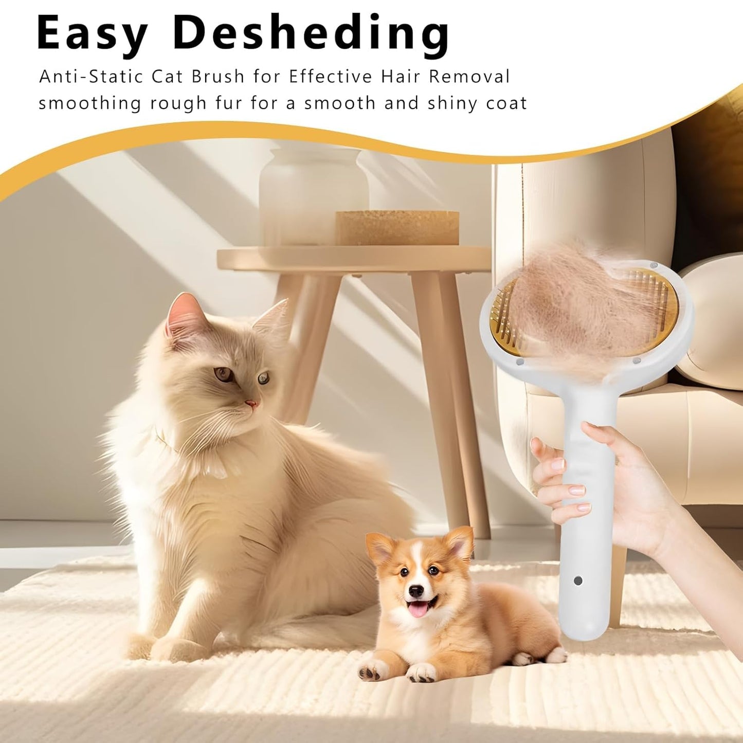 Pet Steam Brush for Dog & Cat – 3-in-1 Spray Hair Removal Comb – Steam Brush for Shedding & Grooming – Spritz Defur Comb – Includes Ear Wipes