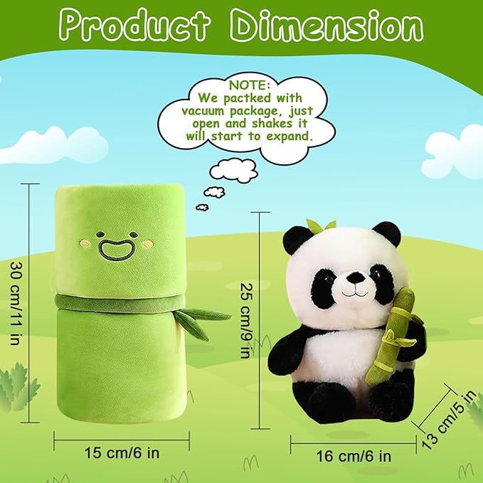 Emoin Panda Stuffed Animals Panda Bamboo Plush Toy 11.8 Inch Bamboo Tube Panda Stuffed Panda Bear Plushies Panda Doll Gifts for Boys Girls