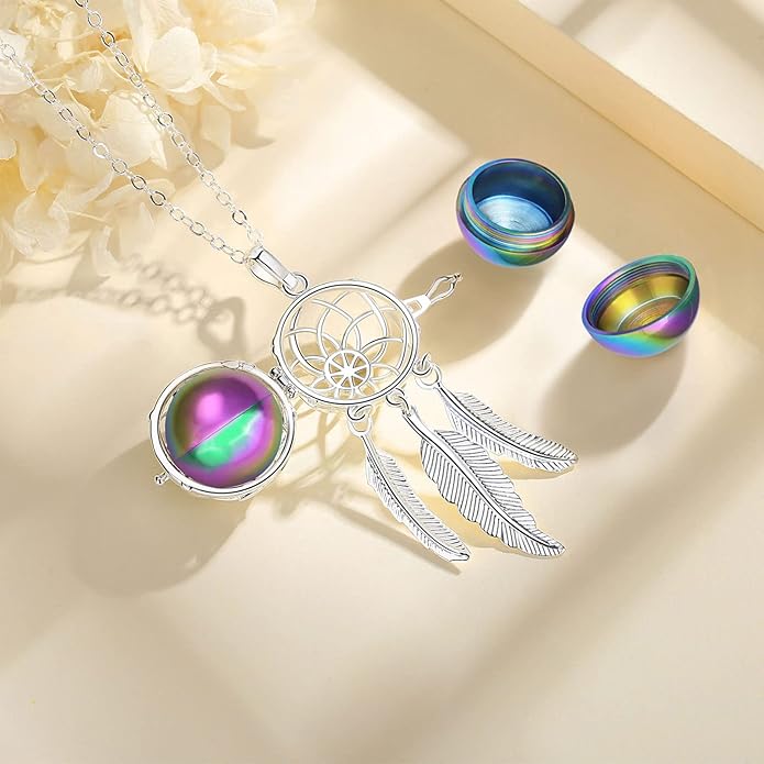 INFUSEU Unique Urn Necklaces for Ashes for Women, Cremation Jewelry for Human Pet Ashes, 24 Inch Chain