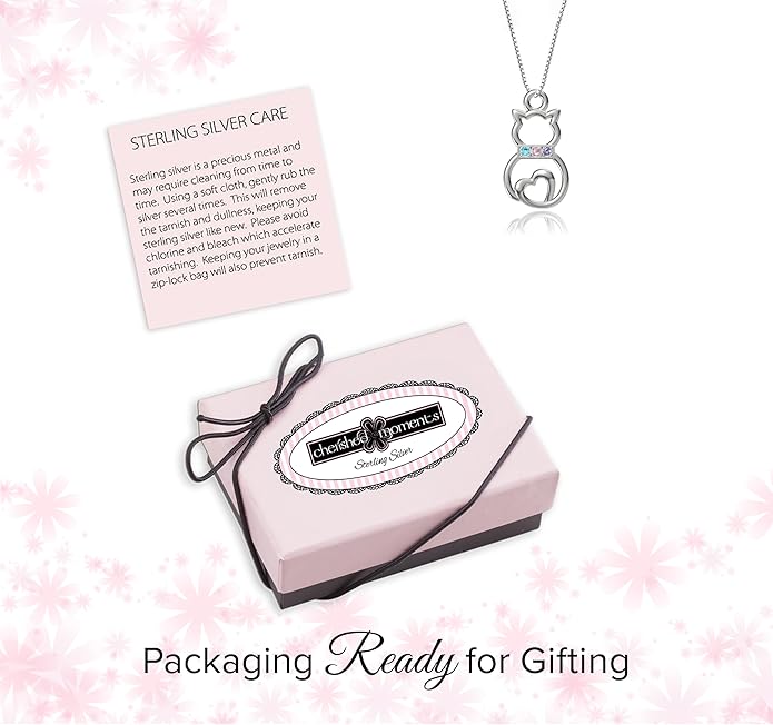 Cherished Moments Girl's Sterling Silver Cat Necklace Gift for Cat Lovers, Toddlers, Kids, Teens, and Women