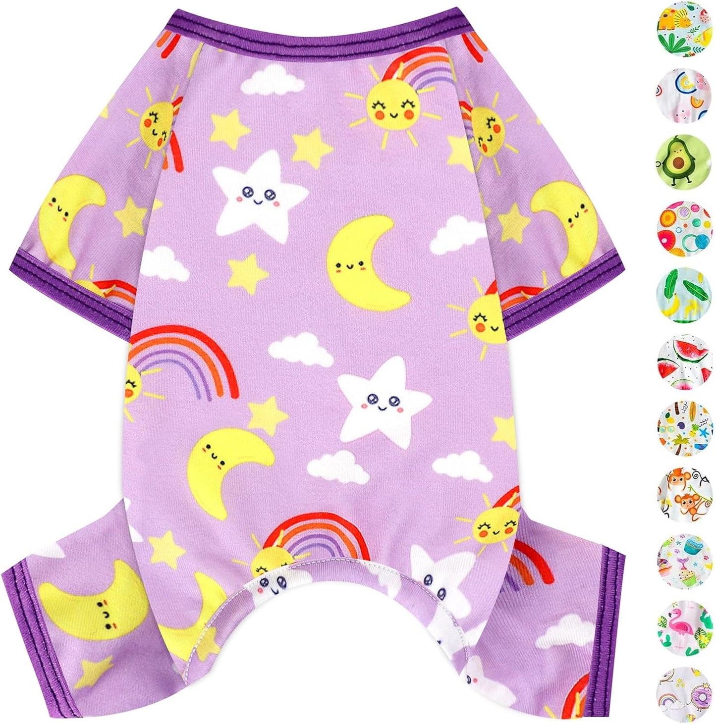Dog Pajamas Pjs Spring Summer Dog Clothes for Small Dogs Girl - Boy - Small Size Dogs, Soft Stretchy Puppy Clothes Doggie Onesies Cat Pet Jammies Outfit (Star Purple, Large)