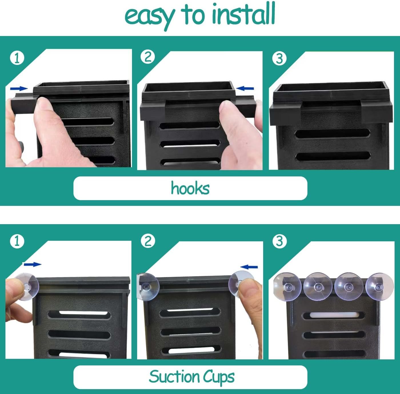 4 PCS Hanging Aquarium Planter Cups, Aquatic Plants Holder, Aquarium Planter Cup, Aquarium Decorations Plants Pot and Fish Tank Plants Pot for Live Aquarium Decor (Black-4 PCS)