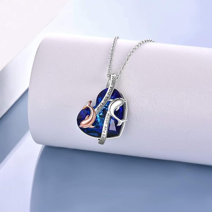 ONEFINITY Dolphin Necklaces 925 Sterling Silver Crystal Dolphin Pendant Ocean Jewelry Mother‘s Day Gifts for Women Mom Wife