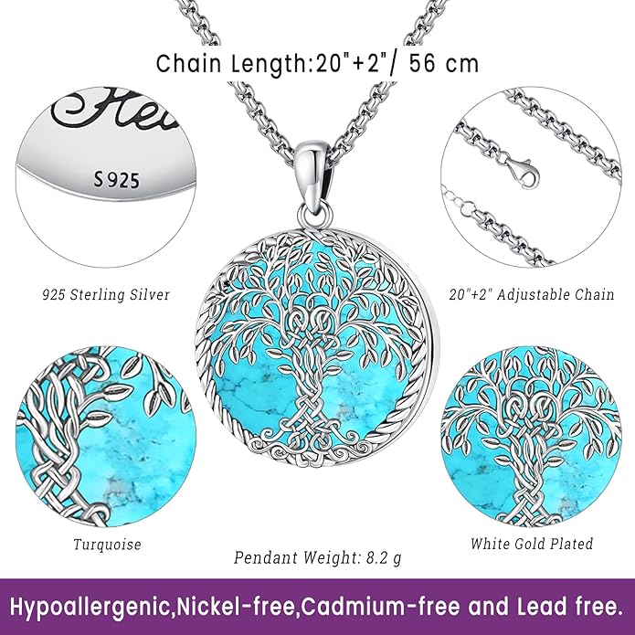 Picture Locket Necklace for Women Men Rose 14K Real Gold 925 Sterling Silver Jewelry Heart Locket Necklace that Holds Pictures Tree of Life Viking Wolf Celtic Knot St Christopher St Michael Pendant
