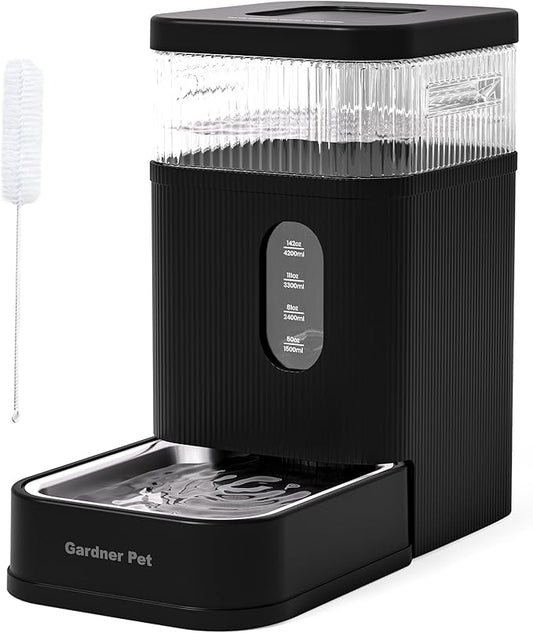 Gardner Pet Automatic Dog Water Dispenser Gravity Waterer with Stainless Steel Bowl Water Dispenser 8.5L Large Capacity Water Feeder for Dogs Cats Pets, BPA-Free Noise-Free (Black, 8.5L)