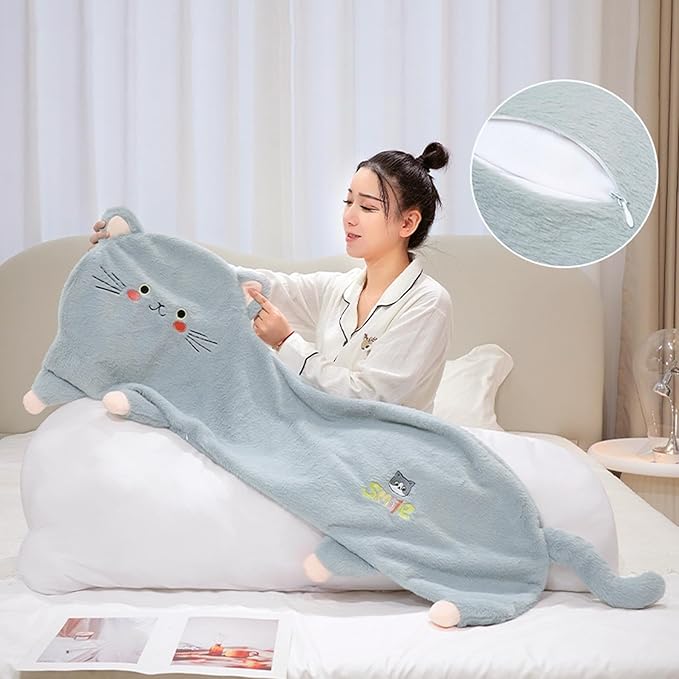 PEACH CAT 31.5" Long Cat Plush Pillow Cute Kitten Stuffed Animals Soft Plushies Toy Gifts for Kids Pink