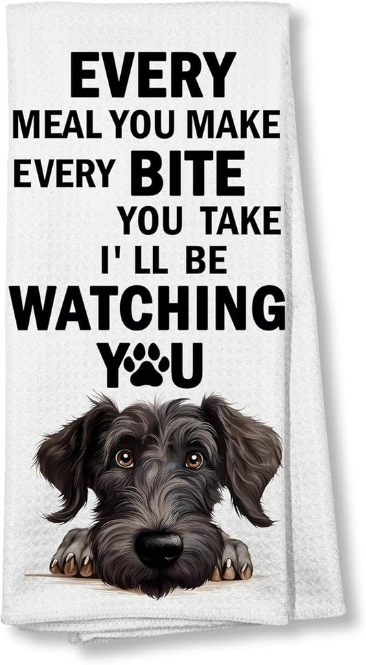 Funny Schnauzer Mastiff Dog Kitchen Towels Mom Gifts Decor Dish and Hand Towels for Kitchen Bathroom, Funny Every Meal You Make Dog Kitchen Decor, 16x24 Inches