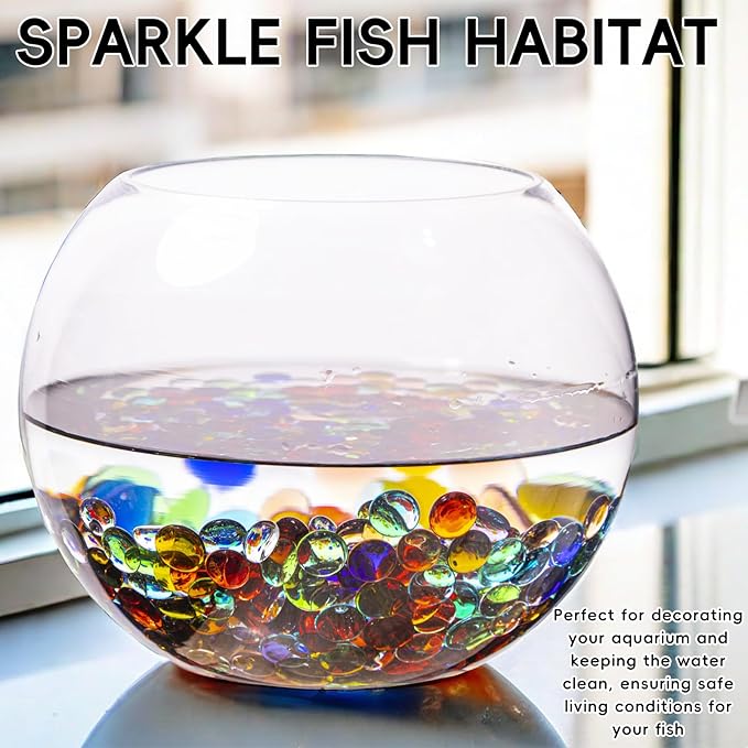 Mini Flat Glass Marbles, 2 LB Mix Color Glass Beads~300PCS for Vases, Floral Bottom Mancala Gems Pebbles Fish Tank Rocks for Table Scatter Aquarium,Vase Fillers,Home Decorative Art Craft(0.5"~0.7")