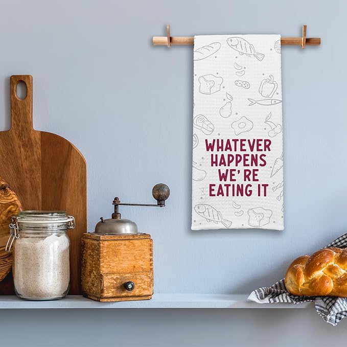 Funny Kitchen Towels for Men, Whatever Happens We're Eating It Dishcloths, BBQ Grilling Cooking Decorative Towels, Hilarious Gag Gifts for Chefs, Father’s Day Birthday Gifts for Husband Dad