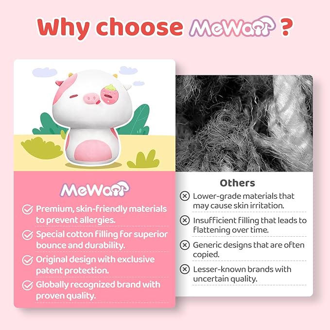 Squishy Cloud-Like Softness, Trending Kawaii Strawberry Cow Mushroom Plush Pillow, A Must-Have Collectible for Young Adults, Perfect for Kids, Toddlers Girls, Stuffed Animal (14")