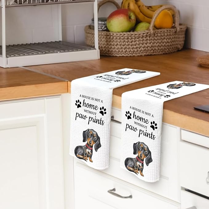 Dachshund Dog Gifts Kitchen Bathroom Decor Towels 16″×24″,Dog Lovers Gifts for Girls Mom Women,Dachshund Gifts For The Owners,A House is Not A Home Without Paw Prints Bathroom Kitchen Dish Hand Towels