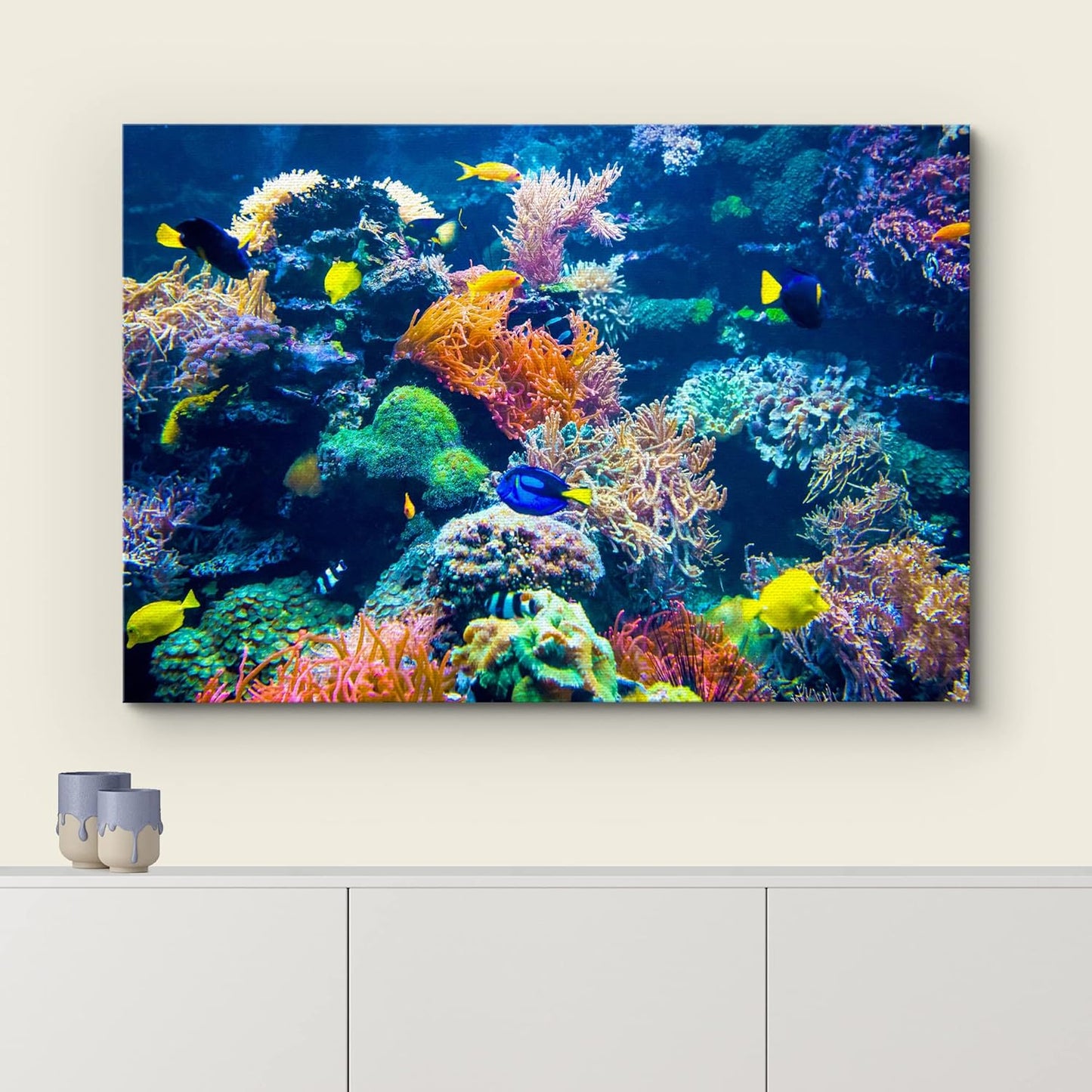 wall26 Canvas Print Wall Art Vibrant Multicolor Coral Reef Fish Ecosystem Nature Animals Photography Realism Rustic Scenic Landscape Wilderness Colorful for Living Room, Bedroom, Office - 12"x18"