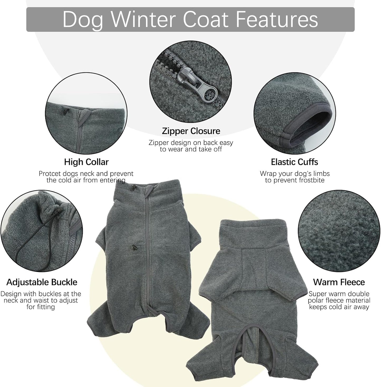 ROZKITCH Dog Winter Clothes for Large Dogs, Pet Windproof Warm Cold Weather Jacket Vest Cozy Jumpsuit Apparel Outfit Clothes for Large Giant Dog Walking Hiking Sleep Grey 4XL