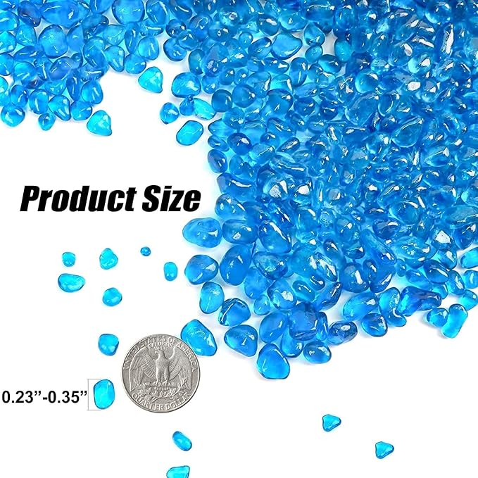 Keedolla Fish Tank Blue Gravel 3 LB Sea Glass Stones Marbles Pebbles Gravel Rock for Aquarium|Fish Tank|Vase|Succulent Plants Decor - Lake Blue