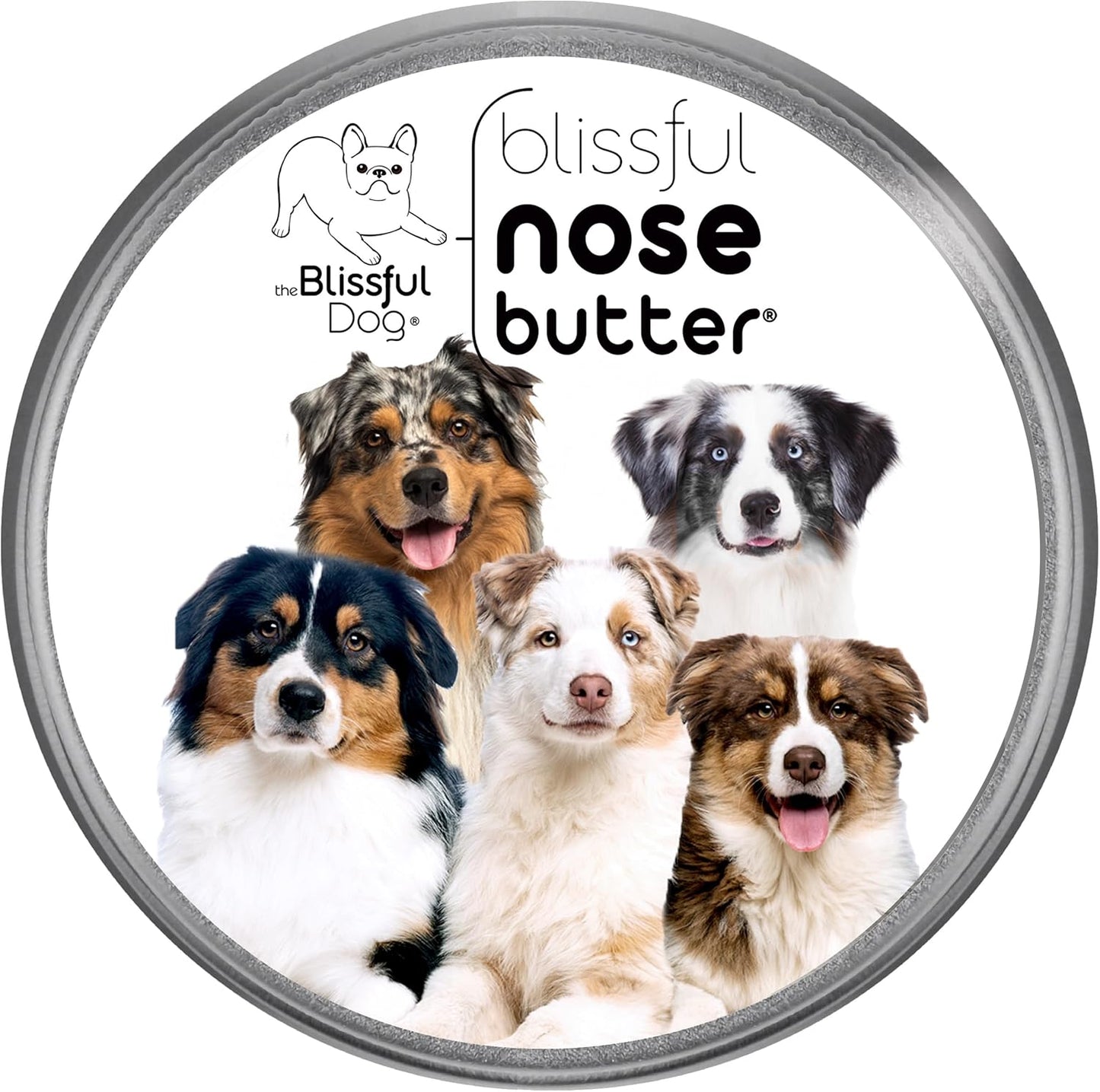 The Blissful Dog Australian Shepherd Nose Butter for Dry, Cracked Skin, Lick-Safe Dog Nose Balm with Moisturizing Shea Butter, Almond, Olive, and Essential Oils, Pet Supplies, Uncented, 8 oz.