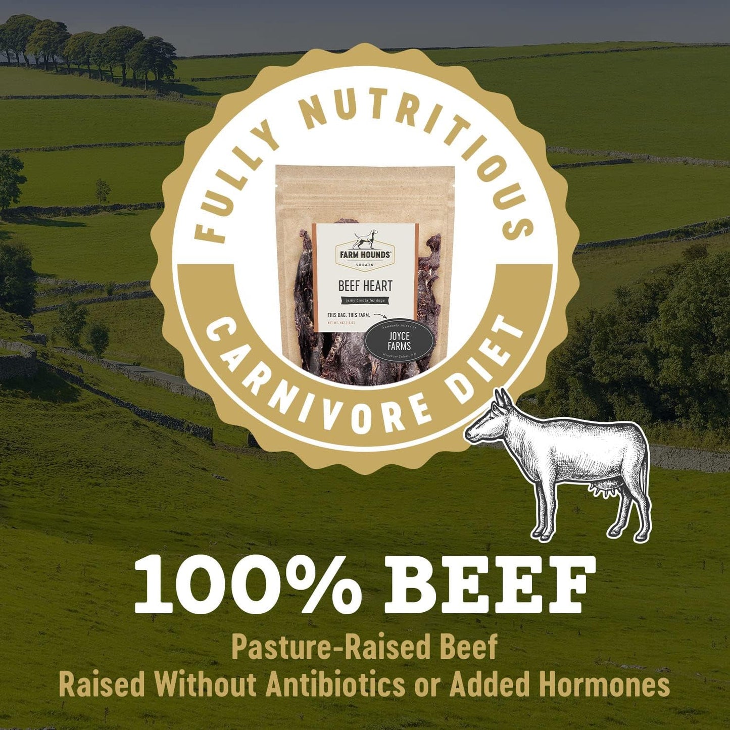 Farm Hounds - Beef Heart - Premium Natural Beef Heart Jerky For Dogs - Made From 100% Humanely Raised Cattle - Organ Treats - Great For Training & Treats - No Added Fillers - Made in USA - 4oz -1 Pack
