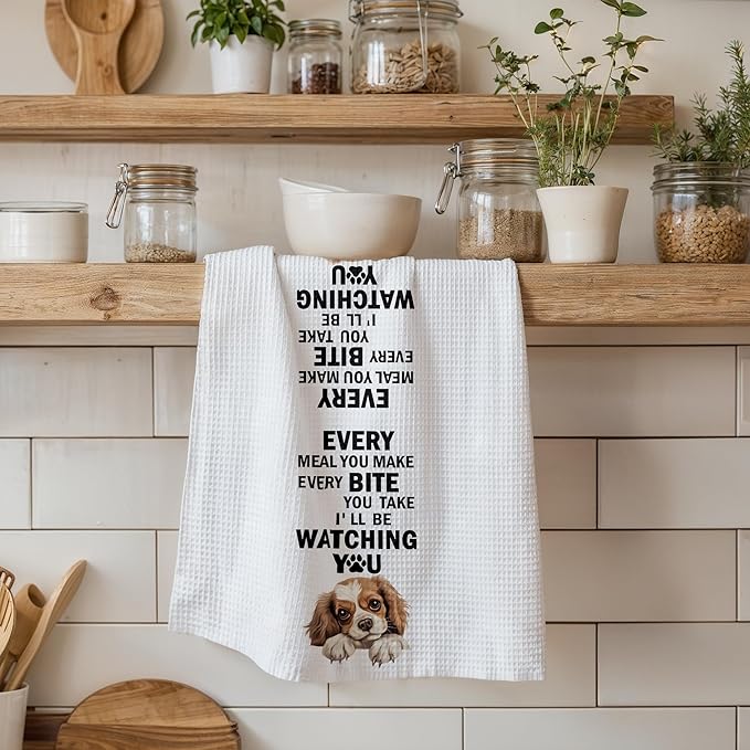 Cavalier King Charles Spaniel Mom Lover Gifts Kitchen Towels, Funny Dog Dish Hand Towels for Kitchen and Bathroom Decorative, Funny Every Meal You Make Dog Kitchen Decor, 16x24 Inch