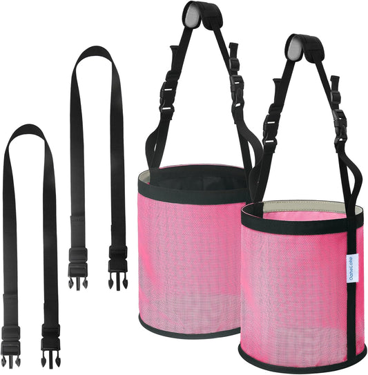 Horse Feed Bag 2 Pcs, Mesh Feed Bags for Horses, Muzzle Feedbag for Feeding Grain, Anti-Spill Design Feeder, Soft Neck Pad Nose Pad, Breathable and Universal Fit (Pink, Pack of 2)