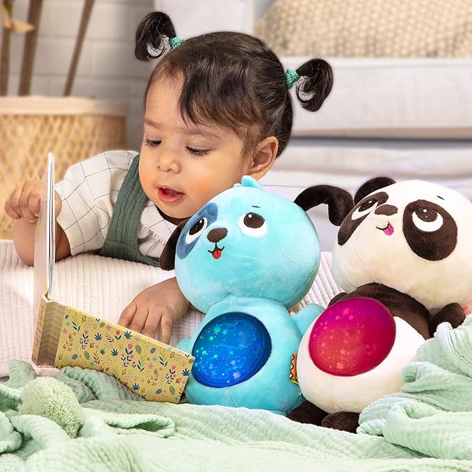 B. toys- B. baby –Baby Soothing Plush Dog- Glowing Tummy with Lights & Sounds- Twinkle Tummies Dog–6 Months +