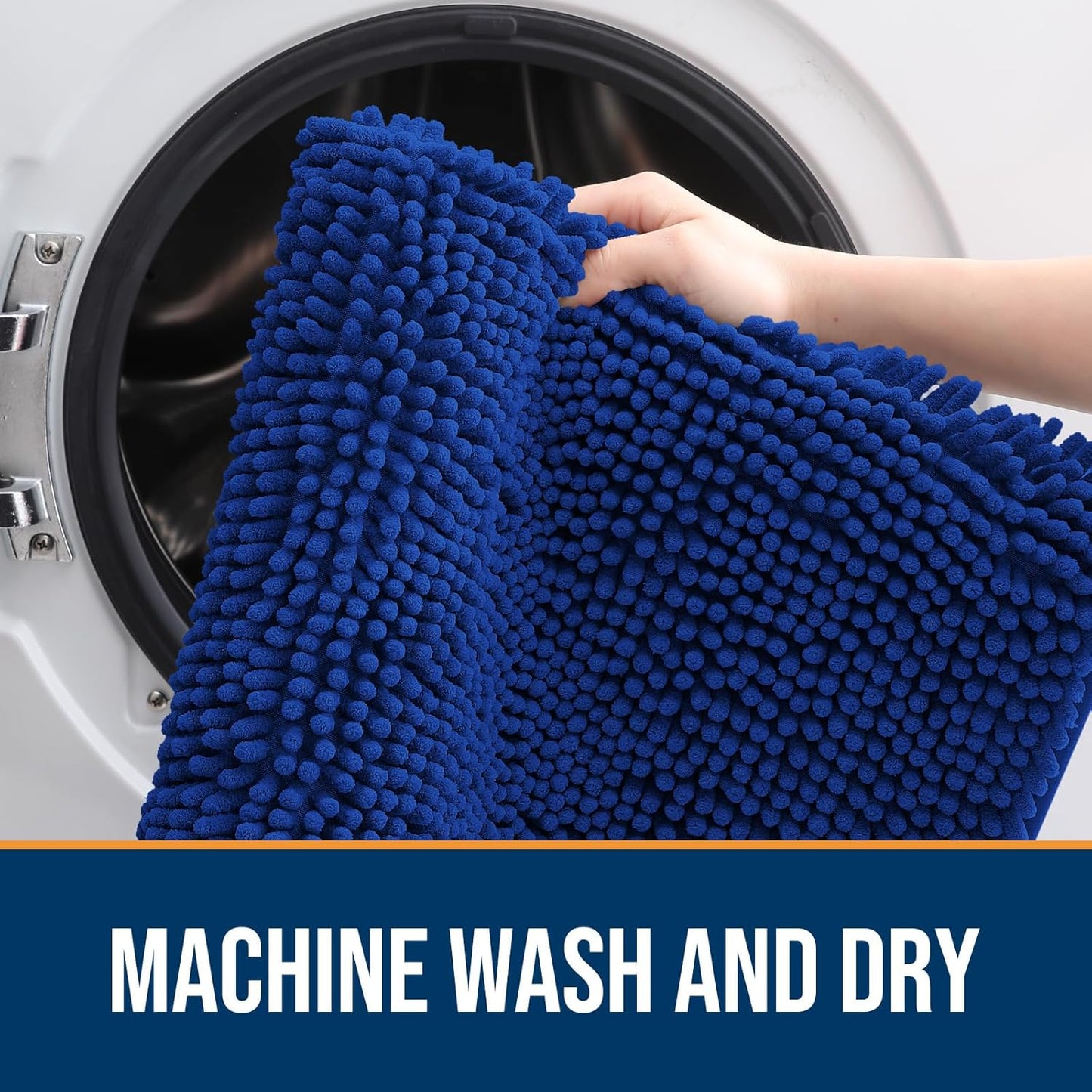 OLANLY Dog Door Mat for Muddy Paws 70x24, Absorbs Moisture and Dirt, Absorbent Non-Slip Washable Doormat, Quick Dry Chenille Mud Mat for Dogs, Entry Indoor Entryway Carpet for Inside Floor, Royal Blue