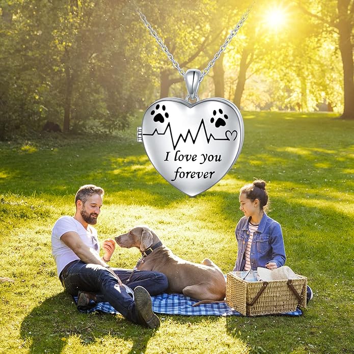 Ladytree S925 Sterling Silver Puppy Dog Cat Pet Paw Print Pendant Necklace 18 inches