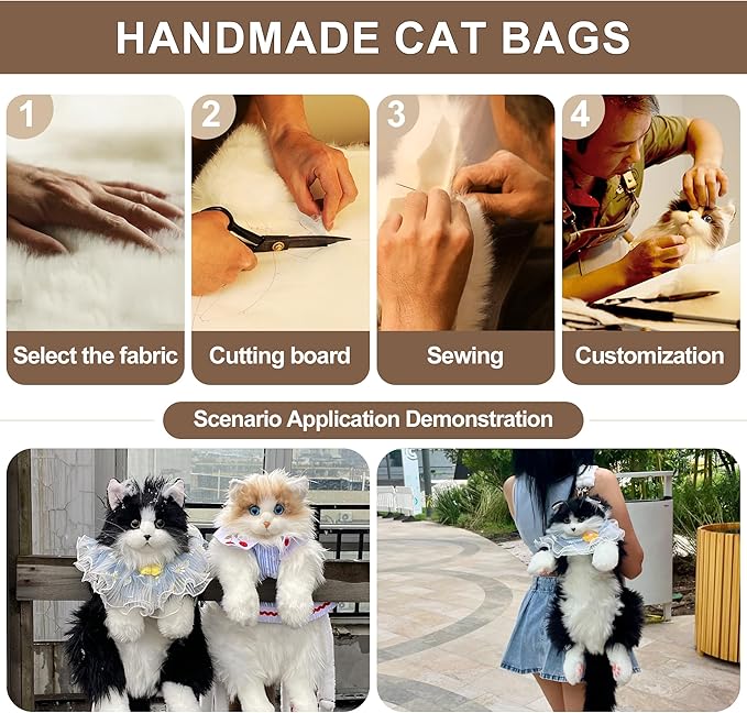 Chongker Stuffed Animals Backpack - Cute Cat plush Backpack Toy, Handcrafted Realistic Cat Shaped Backpack, Heartwarming Surprise Idea, Companionship Stuffed Cat, Large Black Cat