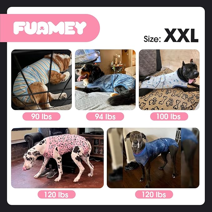 FUAMEY Recovery Suit for Dogs After Surgery,Soft Breathable Dog Bodysuit E-Collar & Cone Alternative Surgical Suit,Male Female Dog Neuter Spay Suits Anti Licking Wounds Onesie Purple Leopard XXL