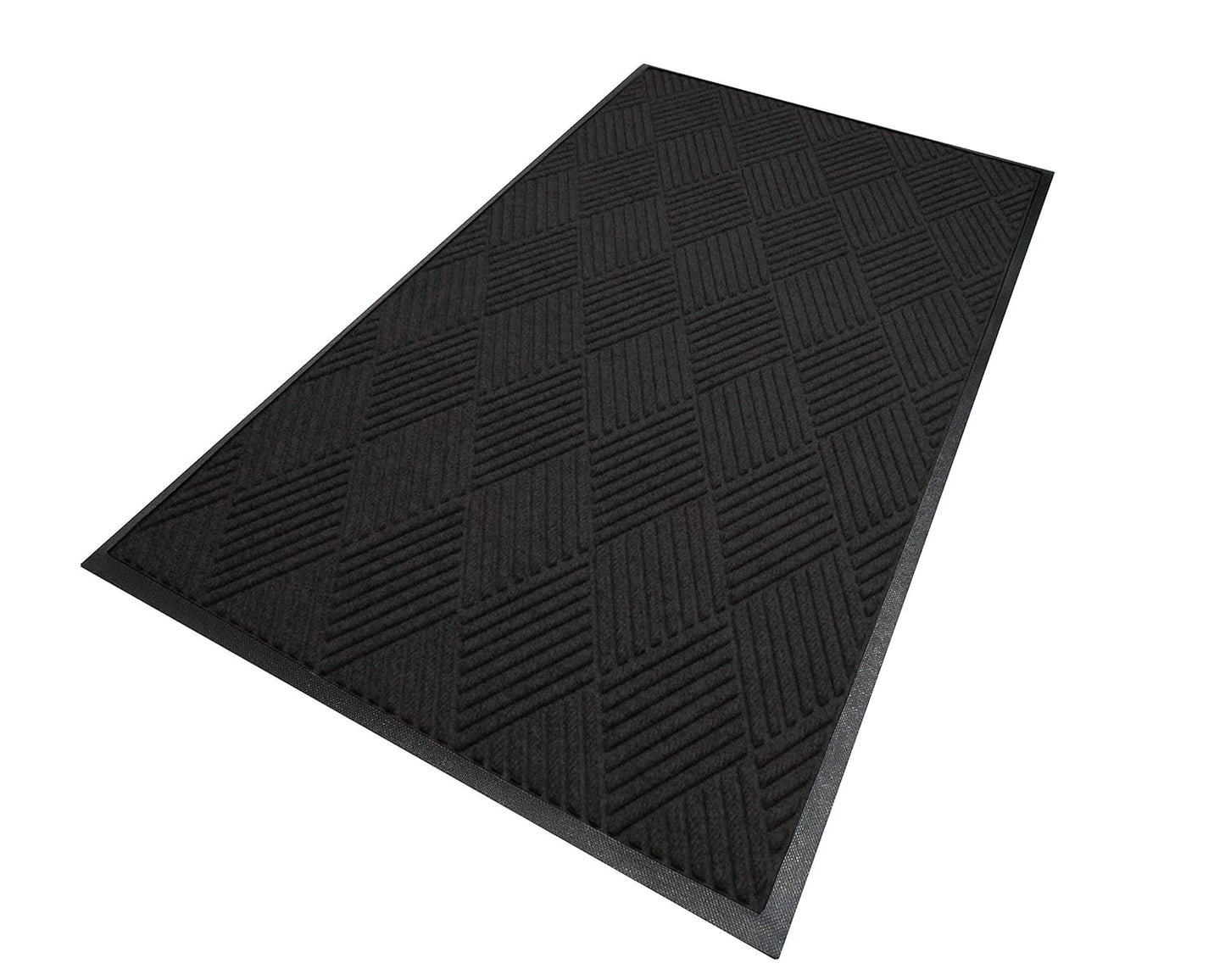 M+A Matting WaterHog Diamond | Commercial-Grade Entrance Mat with Rubber Border – Indoor/Outdoor, Quick Drying, Stain Resistant Door Mat (Charcoal, 4' x 6')