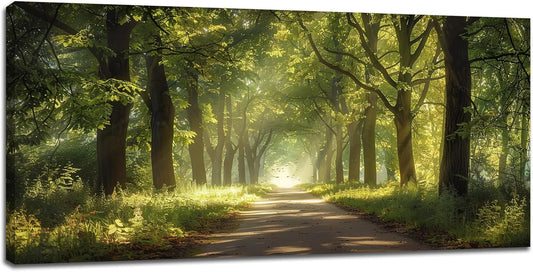 Large Forest Tree Wall Art Canvas Living Room Nature Green Pictures Framed Prints Oversize Wall Decor Landscape Painting for Bedroom Dining Office Home 60"x30"