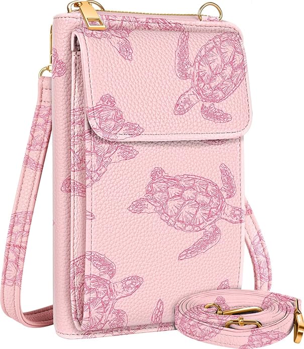 Cute Crossbody Purse Cell Phone Bags for Women - Leather Cellphone Wallet Purse with Handle Rope and Adjustable Shoulder Rope