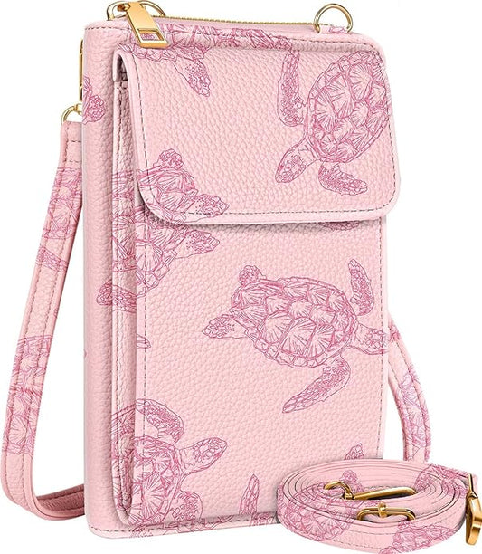 Cute Crossbody Purse Cell Phone Bags for Women - Leather Cellphone Wallet Purse with Handle Rope and Adjustable Shoulder Rope