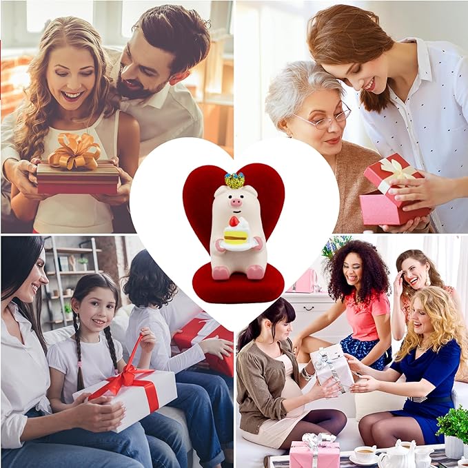 Cute Mini Pig Eating Cake Resin Figurine Apply to for Office, Home Decoration Perfect for Pig Lovers - Heart-Shaped Sofa